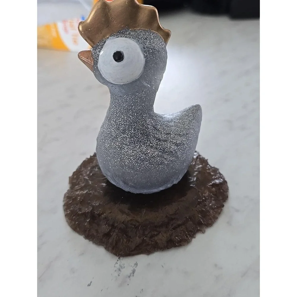 Handmade Chicken On A Nest Silver 720 Decoration Gift Paperweight